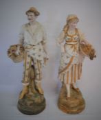 Pair of late 19th/early 20th century continental bisque porcelain figures possibly Sitzendorf -