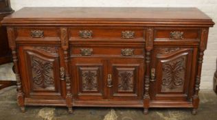 Large heavily carved mahogany sideboard L 184cm D 57cm H 97cm