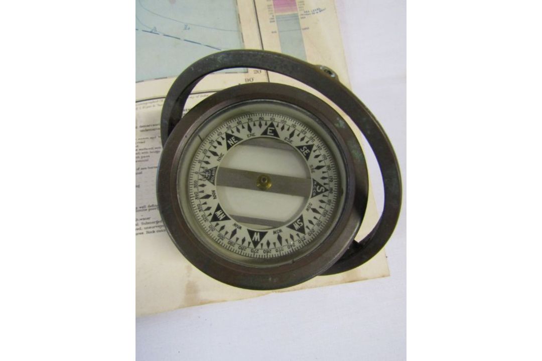 Military Calcutta map and compass with 2 smaller compasses includes one German and a barometer - Image 3 of 6