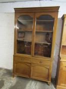 Large Edwardian display cabinet apprx. 213cm x 37cm x 122cm (warping to lower doors)