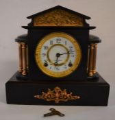 Slate architectural mantle clock Ht 28.5cm