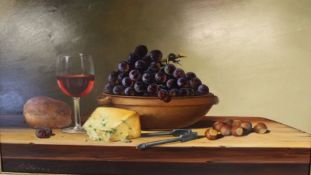 Oil on board depicting still life 