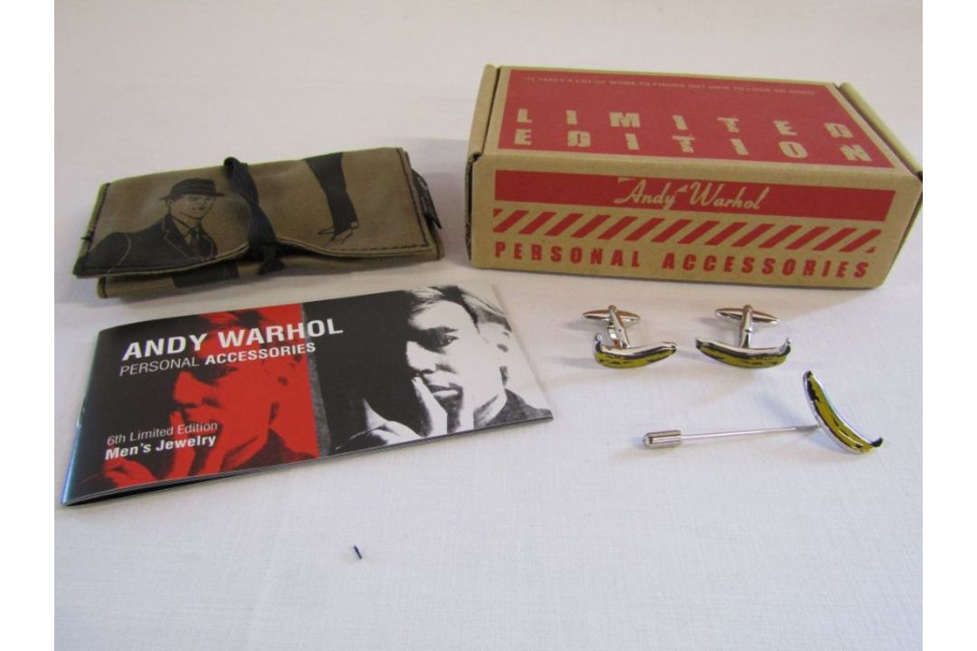 Collection of Andy Warhol personal accessories to include 3 sets of cufflinks and tiepins and a - Image 5 of 5