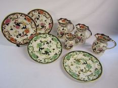 Masons 'Mandalay' jugs and plates and 2 Masons 'Chartreuse' plates