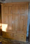 Modern pine double wardrobe Ht 197cm L 146cm D 56cm
