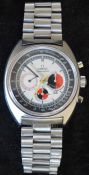 1969 Omega gents Seamaster Tachymetre watch with steel strap. Serial number 30585###Dial diameter