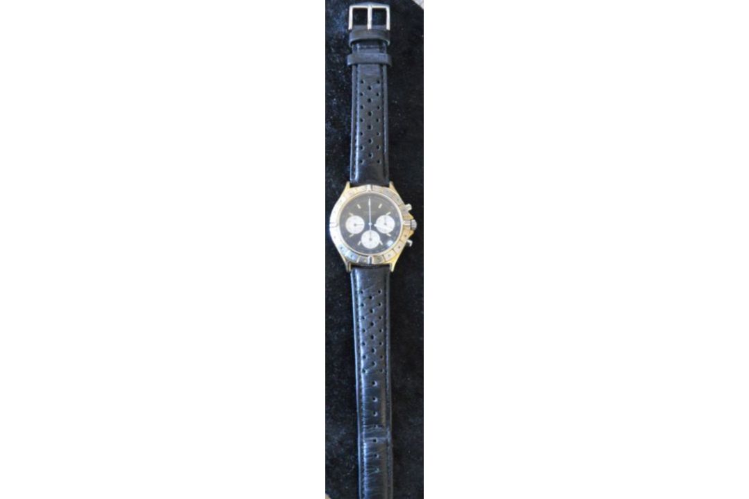 Zenith Tachymetre chronograph automatic gents gold plated & steel wristwatch with leather strap. - Image 2 of 4