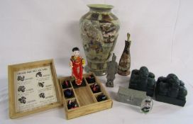 Collection of Chinese items to include vase and small inside painted bottle