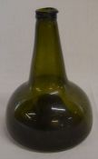 Green glass onion bottle Ht 20cm