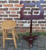 Mahogany music stand & a stool