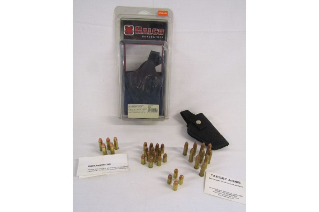 Collection of deactivated bullets and Galco Leather ankle gun holder for a revolver and one other - Image 1 of 4
