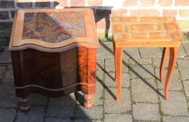 Italian inlaid music box on legs & a Victorian commode