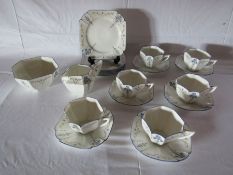 Shelley blue floral parcel design Art Deco part tea set