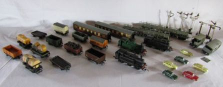 Collection of Hornby Dublo, Tri-ang and possibly others 00 gauge trains, trailers and accessories to