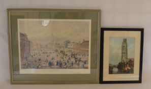 Large print of Boston May sheep fair & a print of Boston Stump