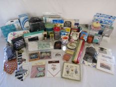 Selection of new/unused giftware items - pure DAB radio, mousemats, silk ties, novelty handwarmers
