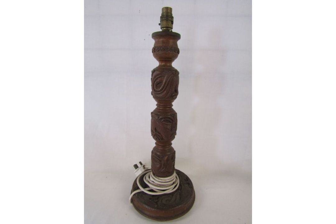 5 arm ornate metal electric hanging chandelier, manual Singer sewing machine and a wooden Oriental - Image 4 of 8