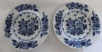 Pair of 18th century English Delft soup bowls with underglaze blue dec. 9 