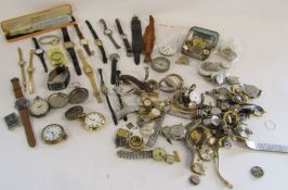 Large collection of watch parts, watches, pocket watches all non working and parts only
