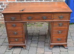 Victorian mahogany desk L 122cm D 62cm Ht 83cm (one foot requires reattachment)