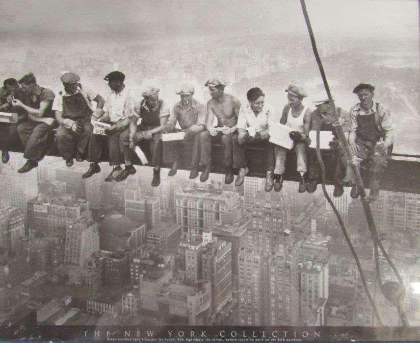 Framed Wiltshire map and The New York Collection print of 'Lunch on a Skyscraper' approx. 47.5cm x - Image 3 of 3