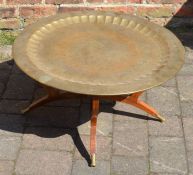 Eastern folding brass tray top table Dia 72cm