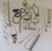 Collection of costume jewellery to include a small amount of silver