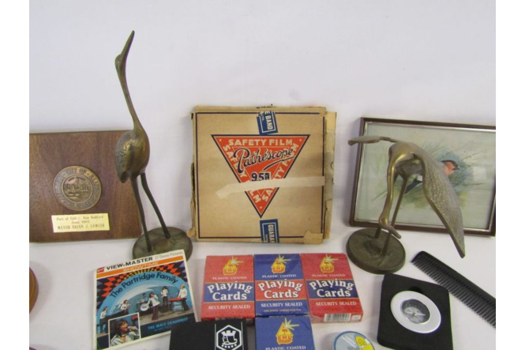 Collection of items to include playing cards, corkscrews, brass herons, Pathescope film, - Image 6 of 8