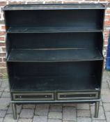 Ebonized waterfall front bookcase Ht 119cm W 94cm D 29cm