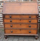 Georgian oak bureau W 102cm Ht 113cm D 53cm