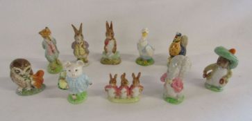 Collection of Beswick Beatrix Potters figures Old Mr Brown, Foxy Whiskered Gentleman, Mr Benjamin