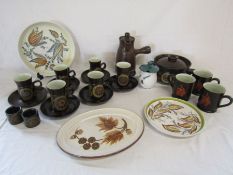 Denby arabesque pattern coffee set and tureen, Green Wheat pattern jam pot and cover, elephant