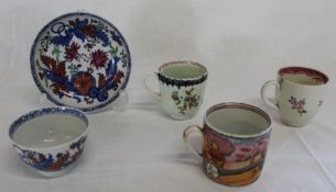 Newhall porcelain tea bowl & saucer patt. 272, 18th century fluted coffee can thought to be