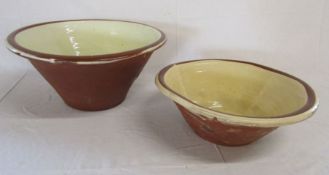 Two glazed terracotta panchions the largest being approx. 37cm wide