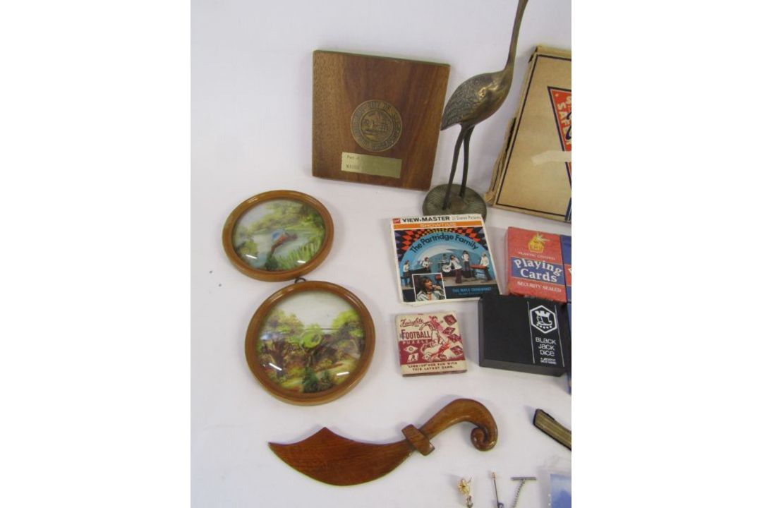 Collection of items to include playing cards, corkscrews, brass herons, Pathescope film, - Image 2 of 8