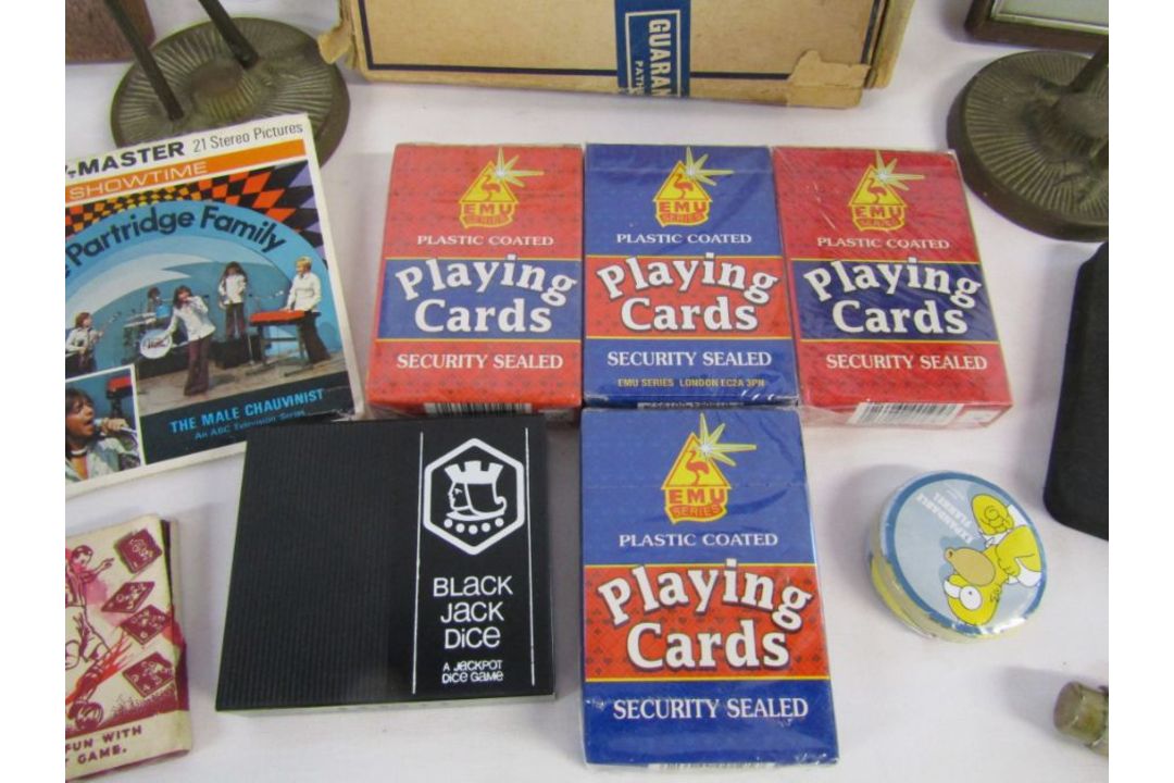 Collection of items to include playing cards, corkscrews, brass herons, Pathescope film, - Image 4 of 8