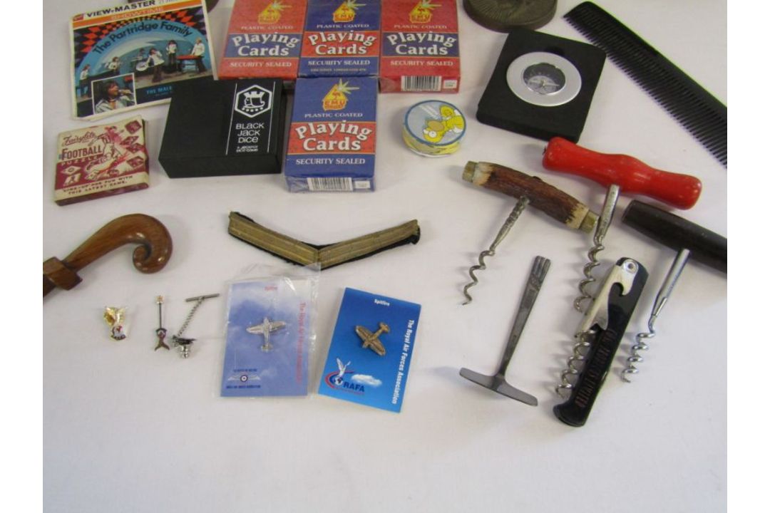 Collection of items to include playing cards, corkscrews, brass herons, Pathescope film, - Image 7 of 8