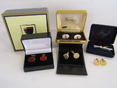 Collection of cufflinks to include Aspinal's and Mother of pearl and a pipe tie clip