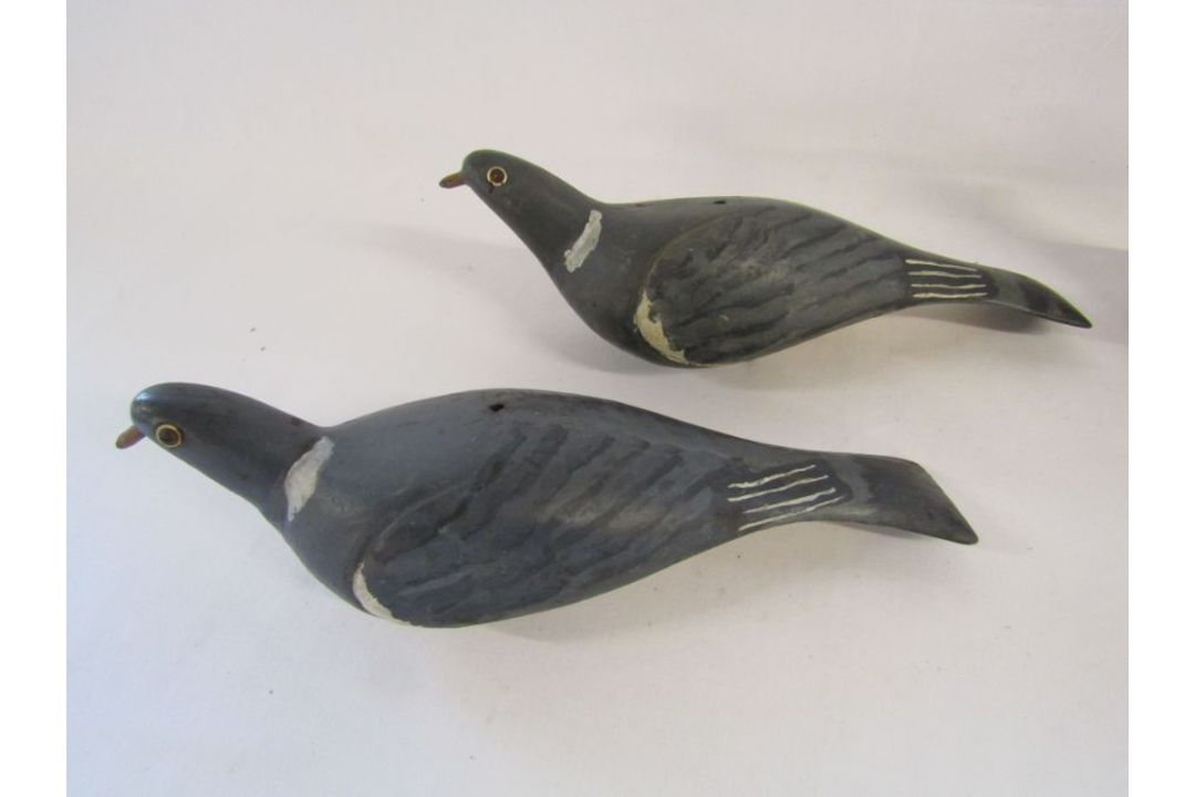 Hand made wooden pigeon decoys and A.E.B Johnson book Shooting Wood Pigeon - Image 3 of 8
