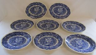Collection of 7 Mason's Vista oval dinner plates