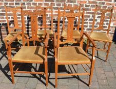 6 Victorian high back oak dining chairs including 2 carvers