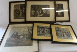 3 framed Art Portfolio prints after E M Ward RA, 2 D A Perez Neyret Freres framed silk woven