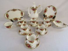 Royal Albert 'Country Roses' coffee set and dishes (one can with chip)
