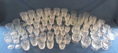 Large selection of glasses, including brandy glasses, tumblers etc