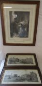 3 prints 2 depicting farm scenes and a 'High Life' dog print
