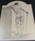 Large framed pencil drawing 