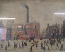 'Coming home from the mill' framed Lowry print approx. 86.5cm x 71.5cm