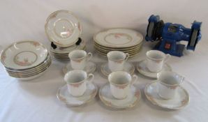 Chinese Ming part dinner service and a Tooltronix bench grinder PTL-70
