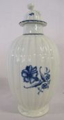 Worcester blue and white tea canister and cover (damage repaired) circa 1770