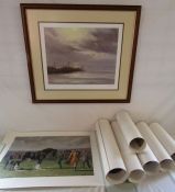John Trickett framed print 'Birds in flight' 191/850 and a collection of 7 unframed limited